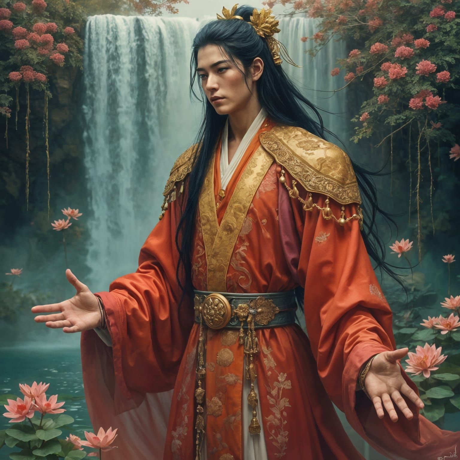 Fantasy Prince Portrait in Acrylic Painting Style