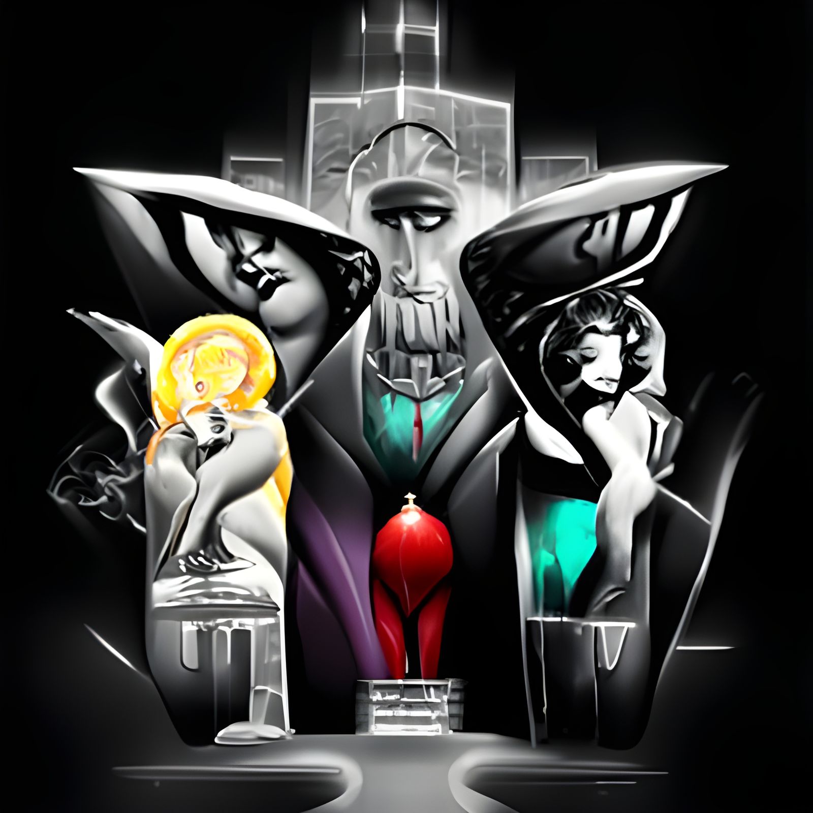 The Holy Trinity: Art Deco Film Noir Illustration