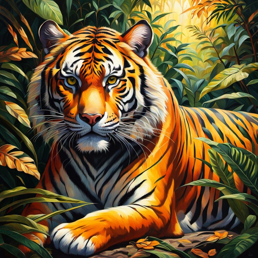 Un tigre s'amuse dans la jungle