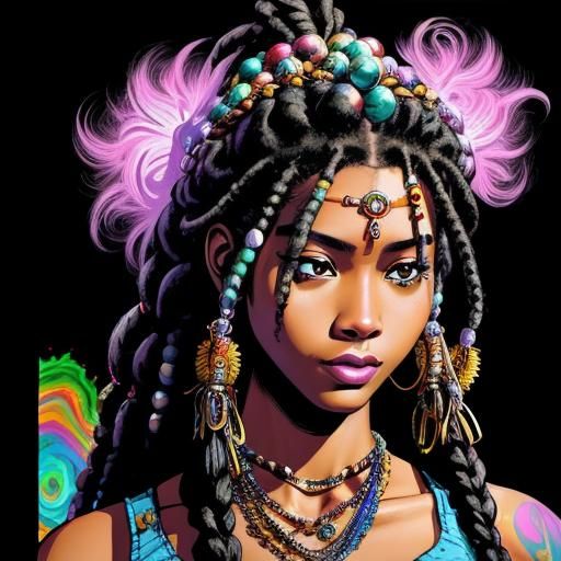 Psychedelic Empress in Underground Comix Style Digital Art