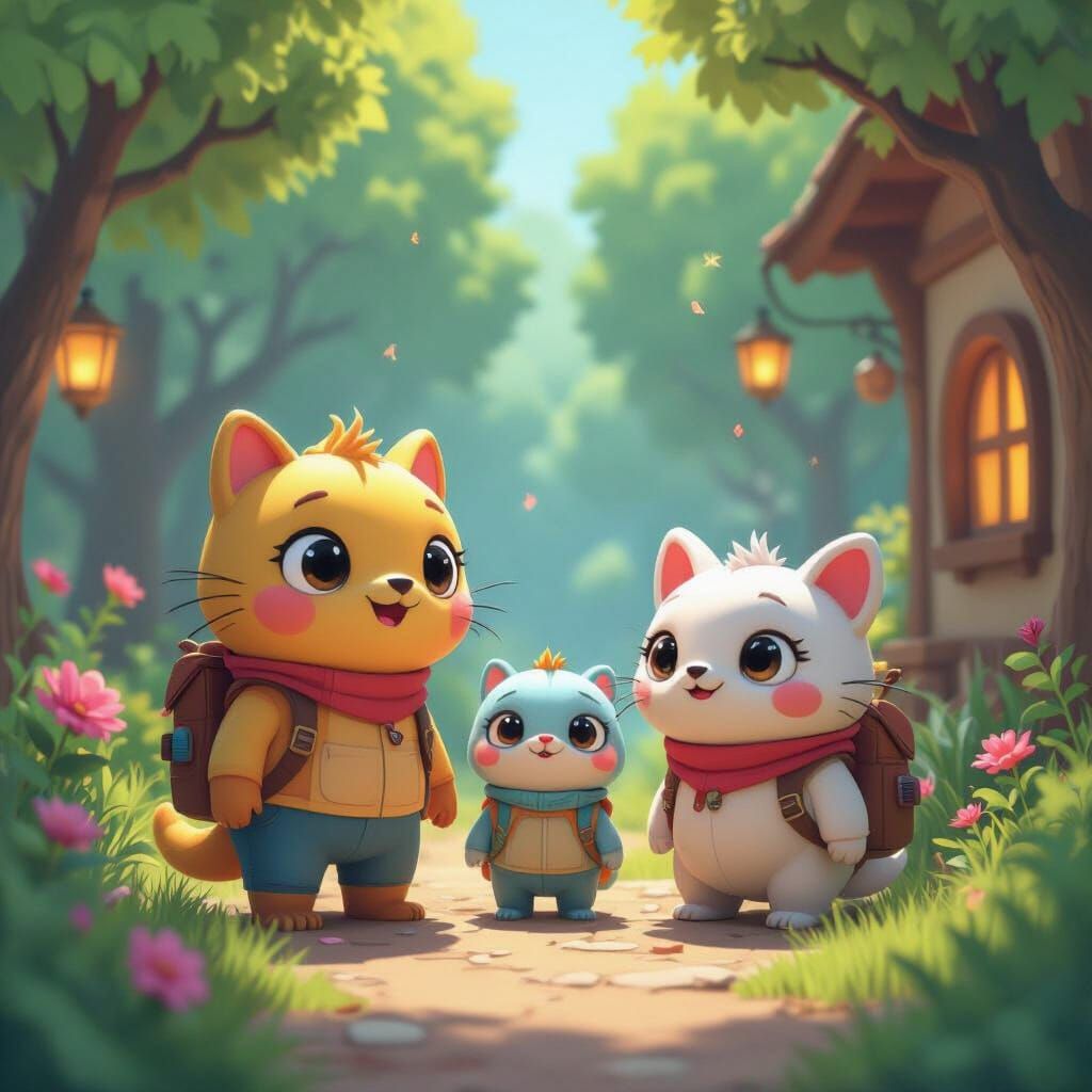 Cute 3D Characters in a Vibrant Environment