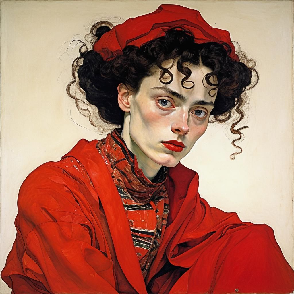 Tsarina Eudoxia in Red, Expressionist Portrait