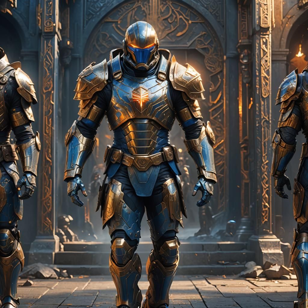 Heroic Super Soldier in Detailed Metal Armor