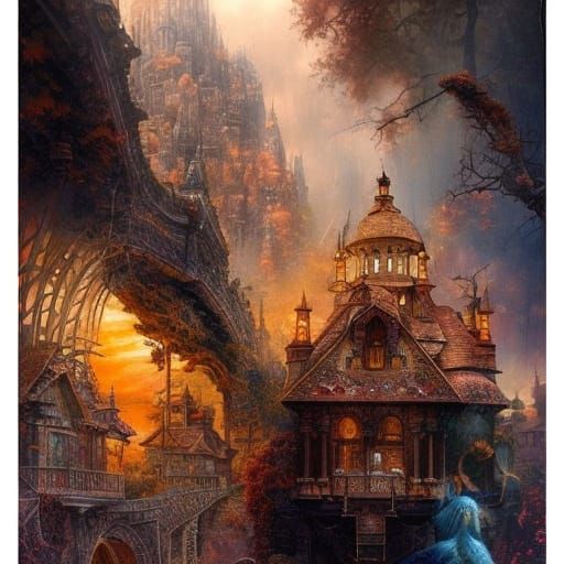 Detailed Digital Painting in Watercolor and Ink