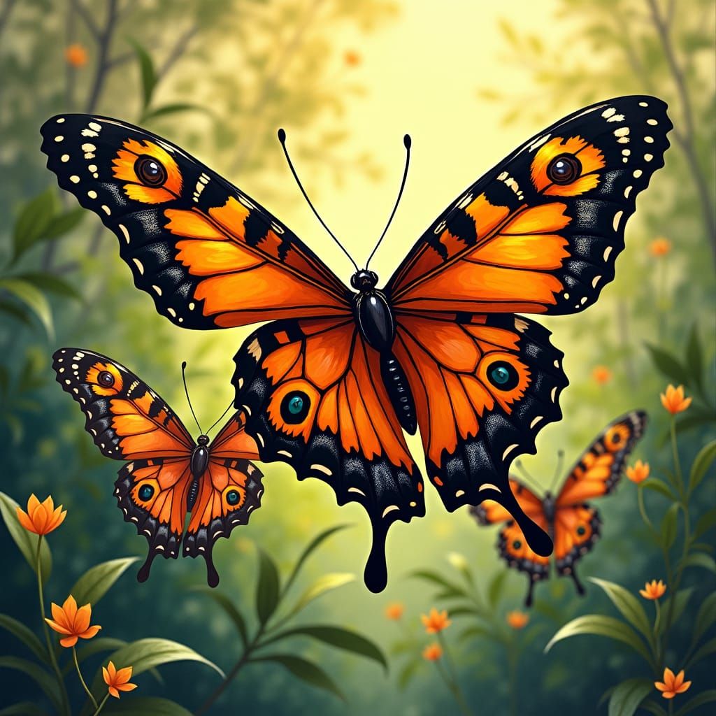 Tiger Butterflies in Flight: A Pop Surrealism Vision