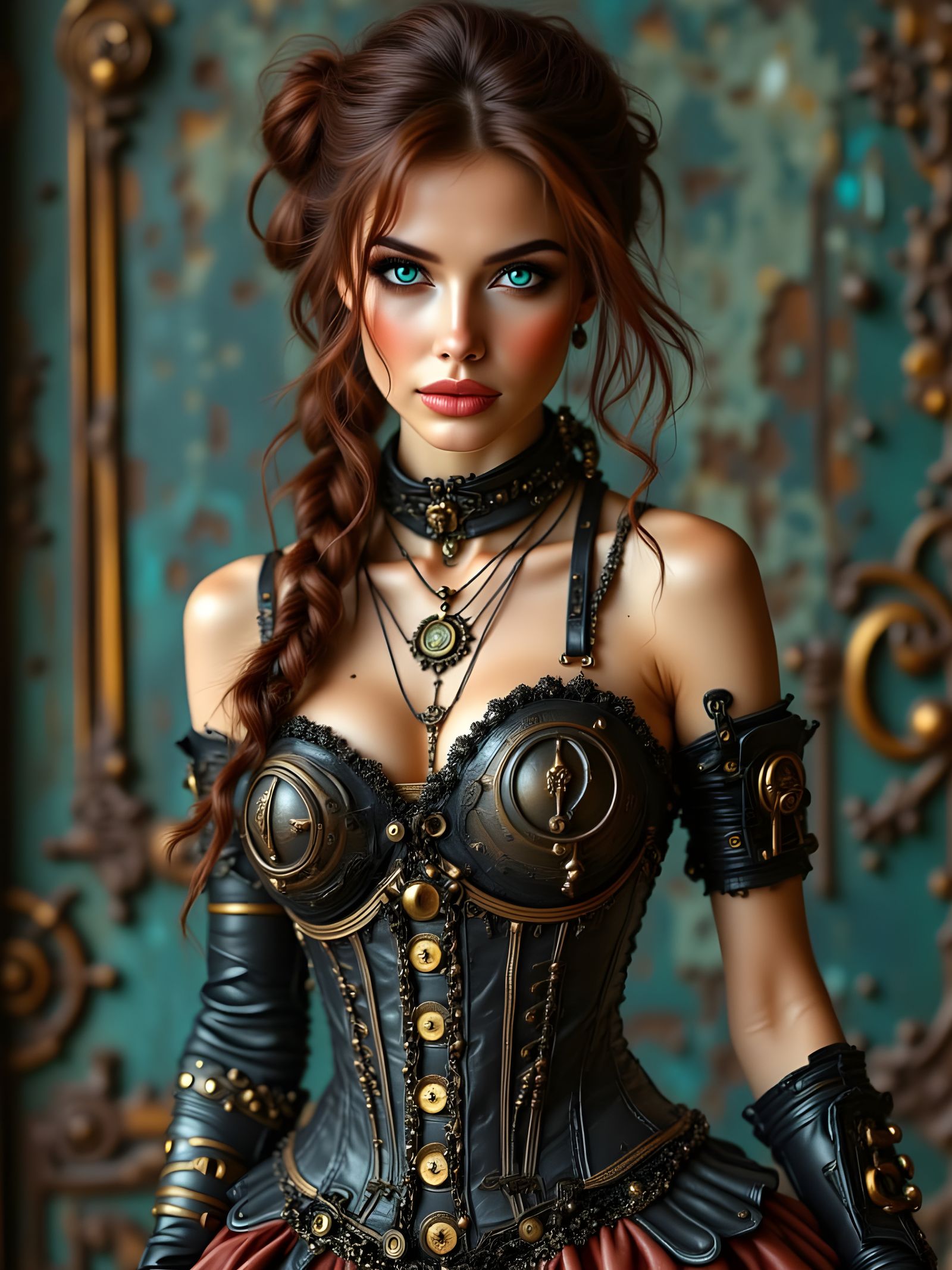 Steampunk Woman in Intricate Attire