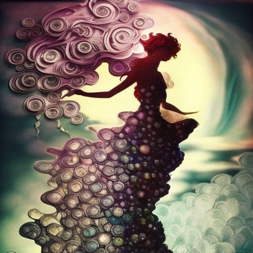 White Baroque Fractal 3D Woman's Face