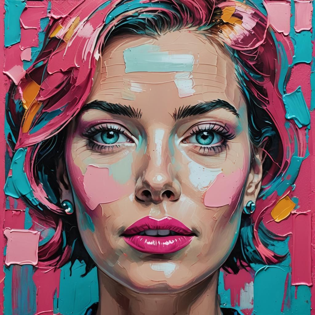 Pop Art Woman Portrait in Warhol Style