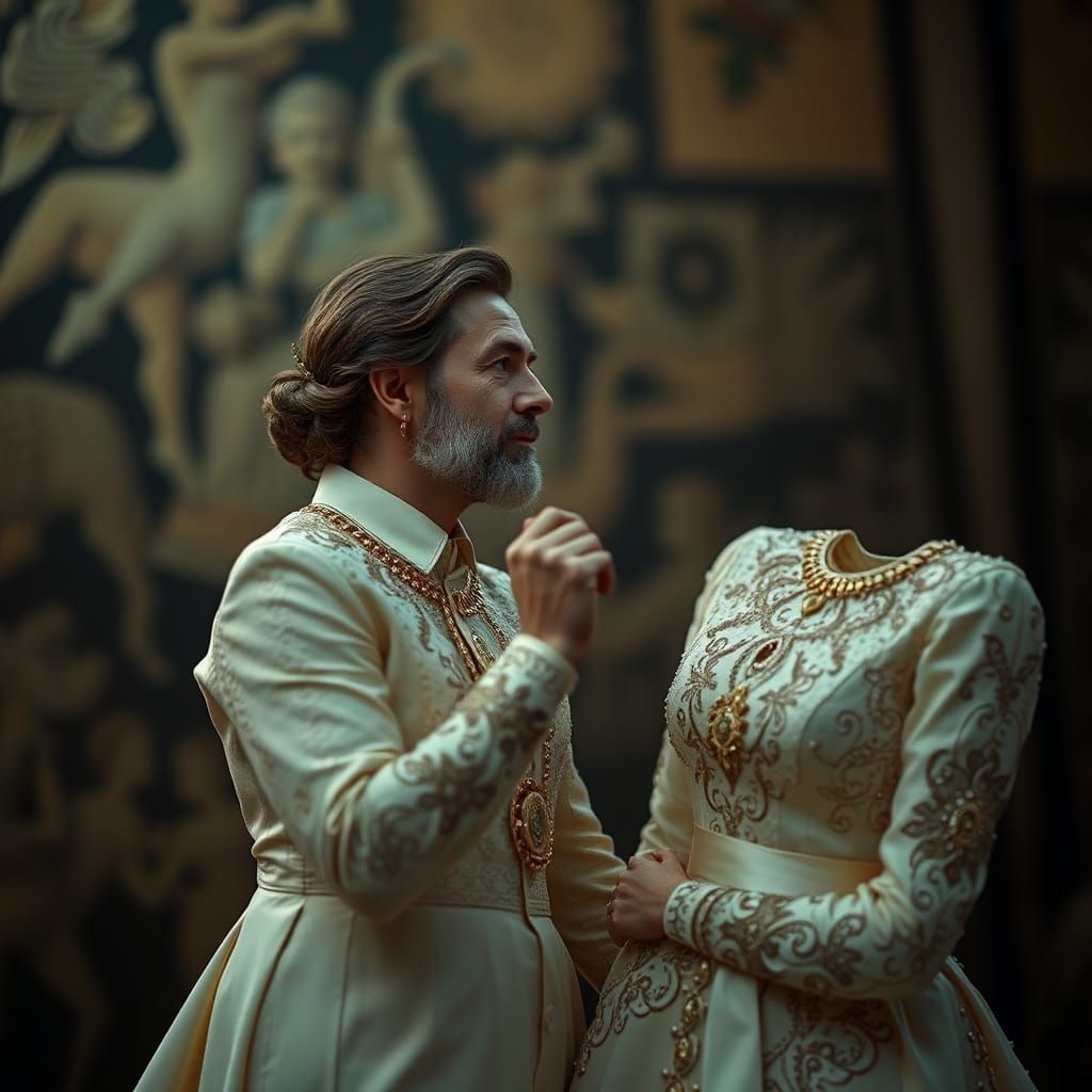 Woman with Phoenix in Art Nouveau Style