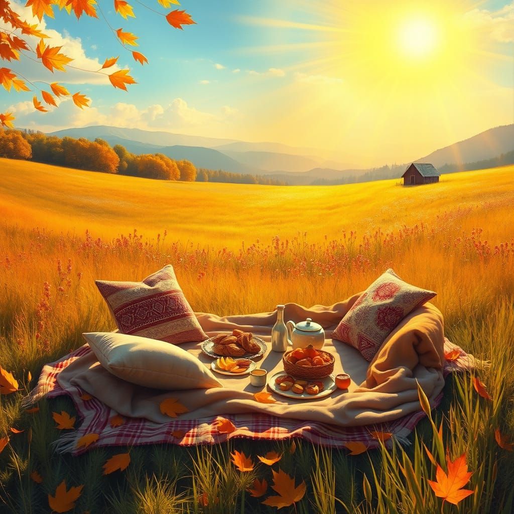 Cozy Autumn Picnic in Golden Meadow