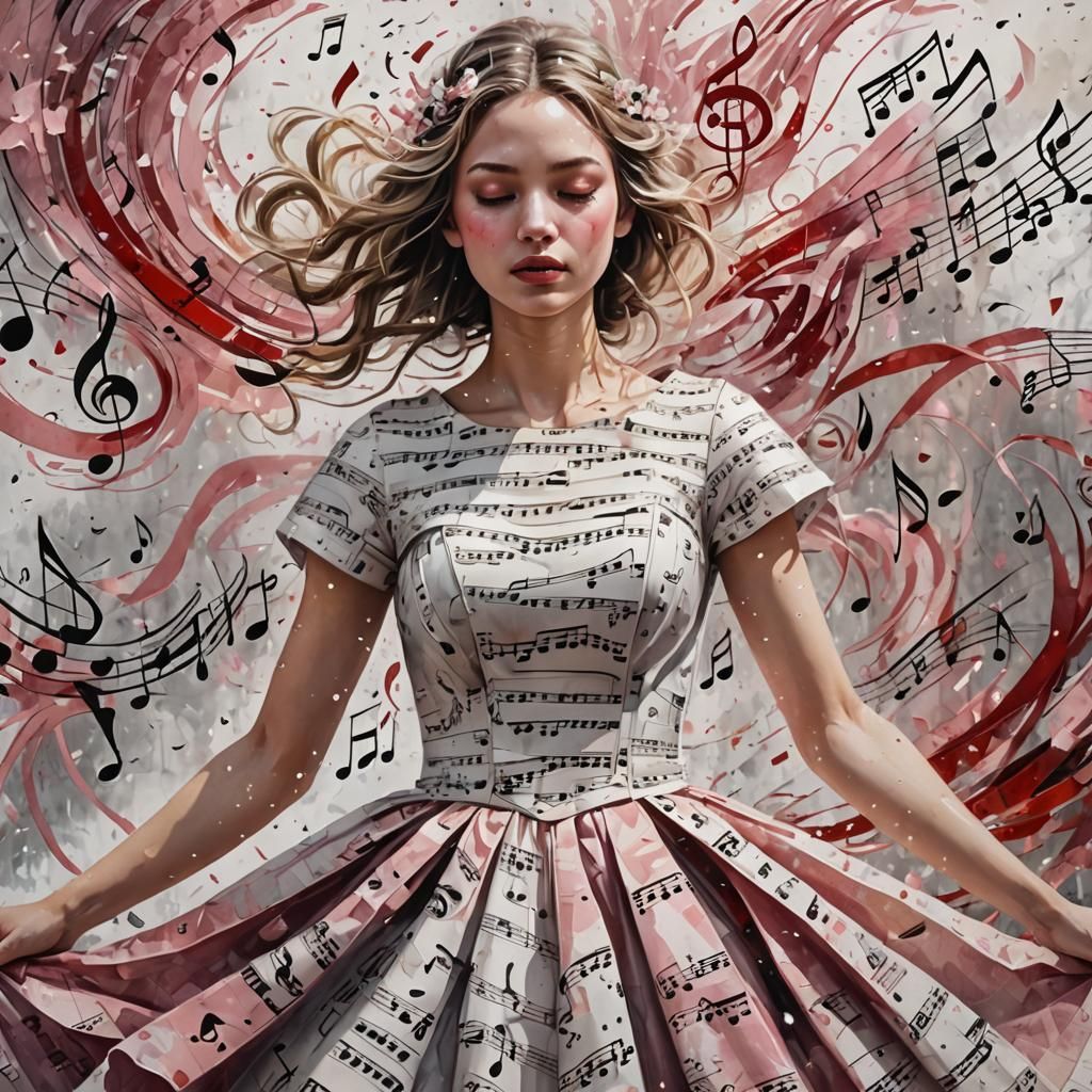 Musical Dress Portrait in Textured Impasto Style