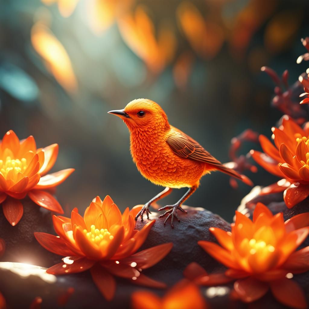 Crystal Bird with Jamaican Flowers