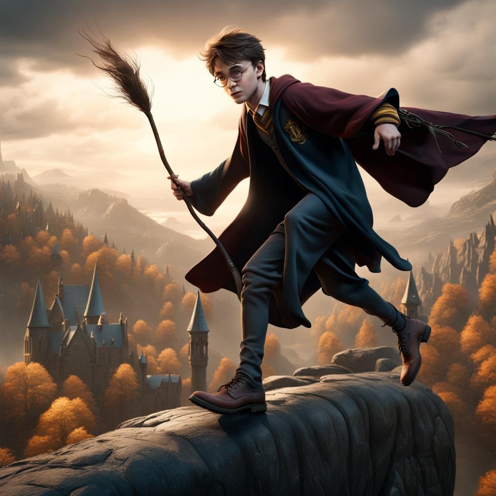 Harry Potter on Broomstick: Detailed Matte Painting