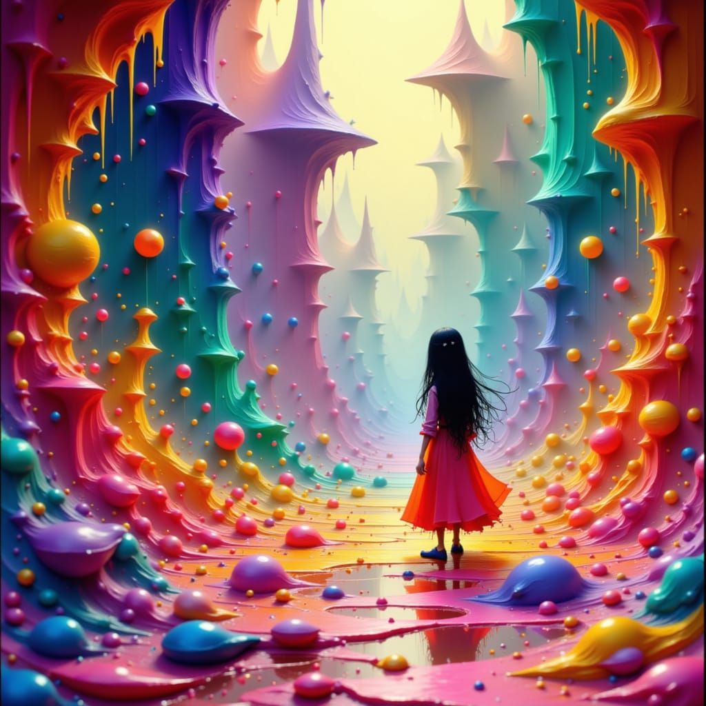 Dreamer in Melting Surreal Fantasy World