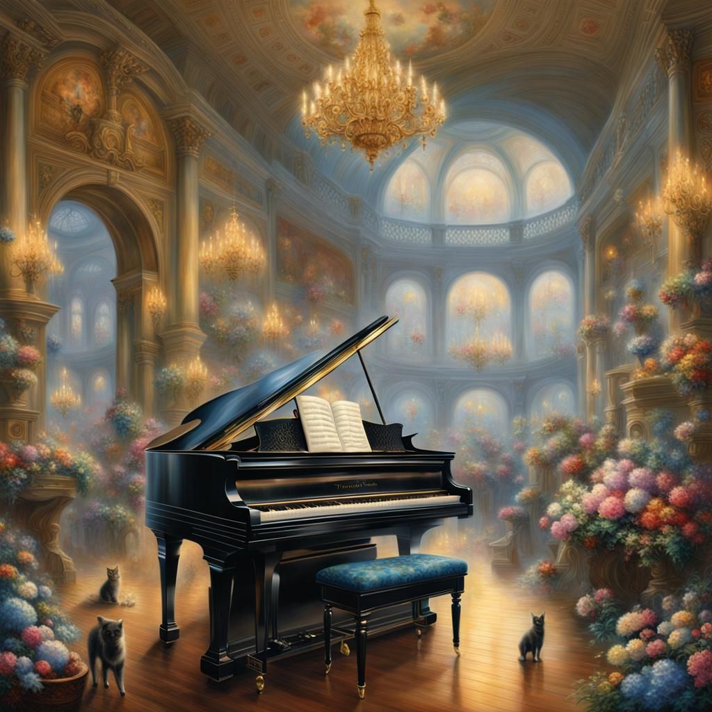 Shoes Play Piano for Animal Crowd in Hall