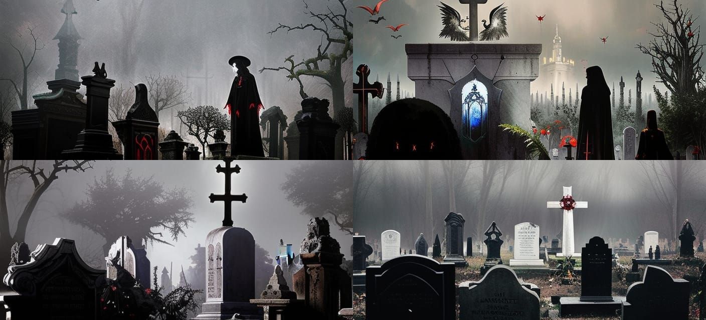 Vampire Lestat in Cemetery: A Dark Renaissance Painting