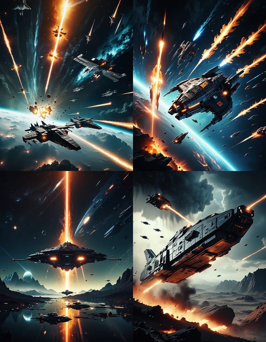 Cinematic Space Battle in Epic Film Style