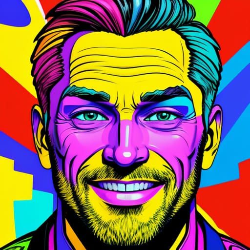 Smiling Man in Vibrant Pop Art Style