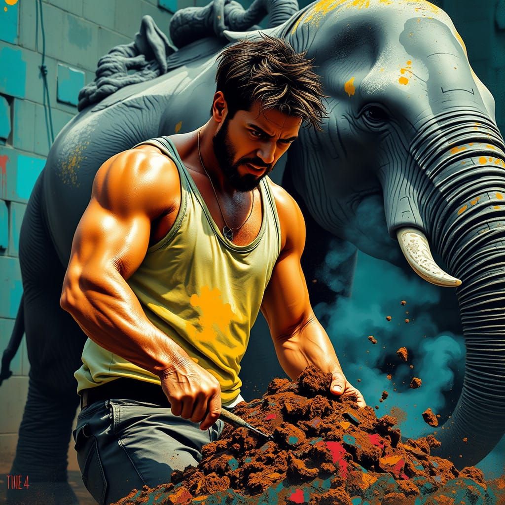 Elephant poop-scooper