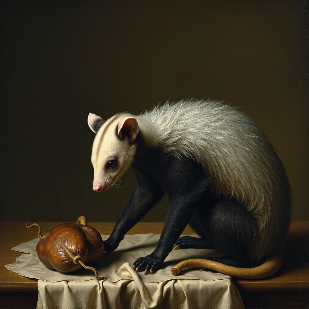 Possum Posing: Baroque Still Life Meets Surrealism