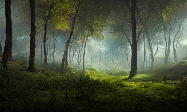 Detailed Watercolor Forest Matte Painting