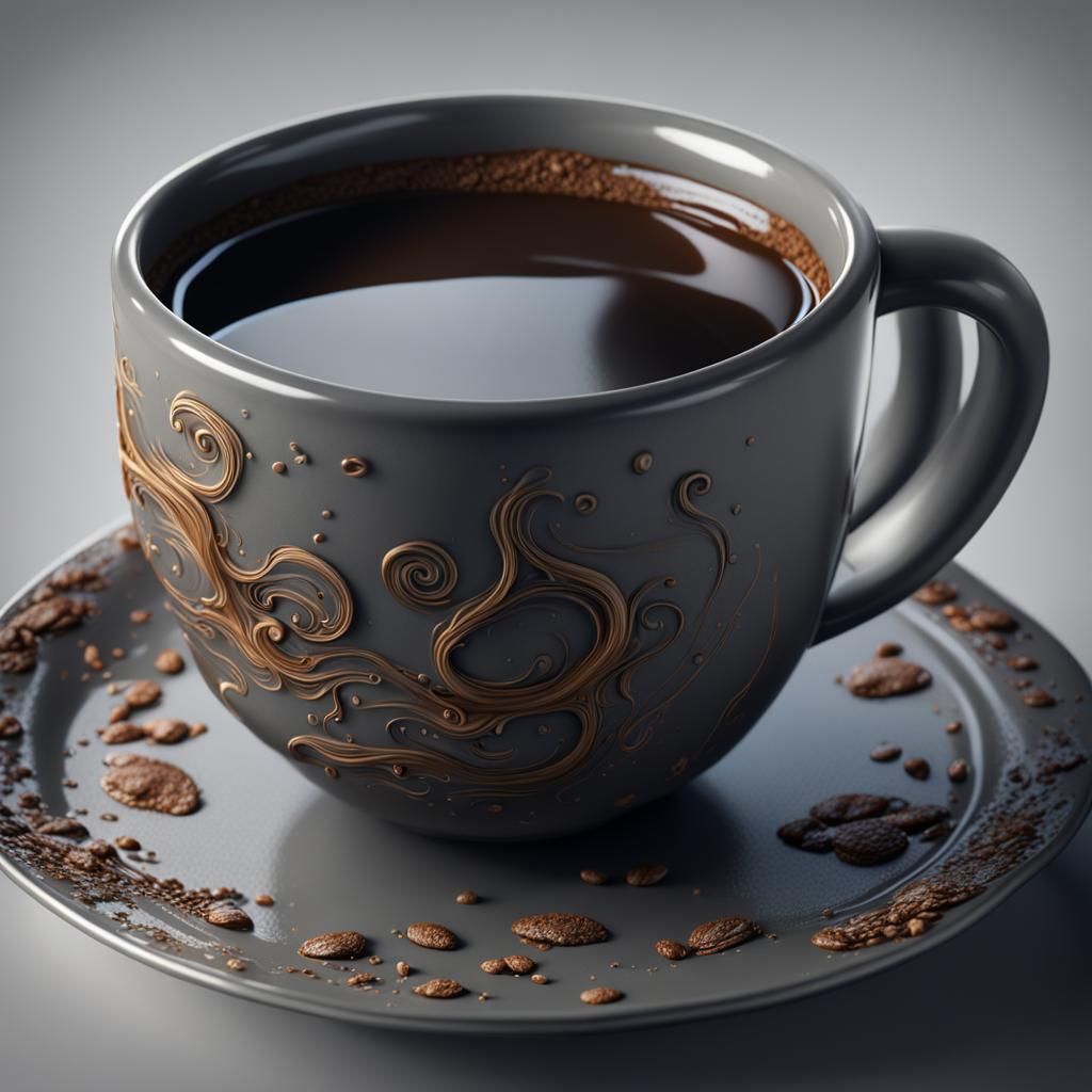 Lukewarm Coffee Cup: Detailed Matte Painting