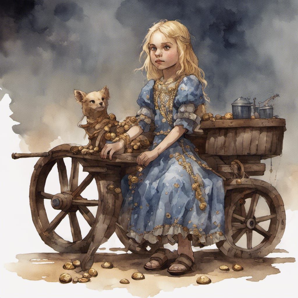 Vistana Girl on Carnival Cart in Watercolour Style