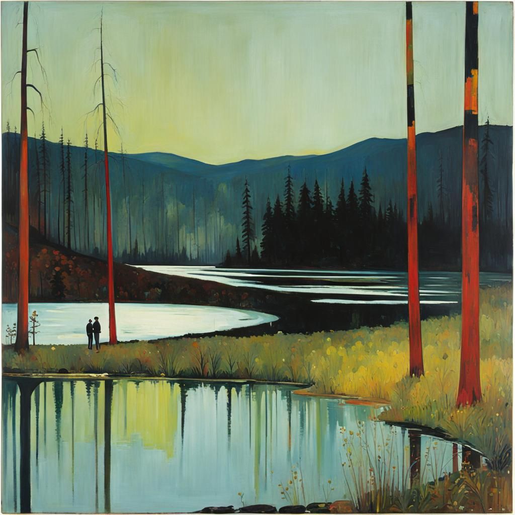 Abstract Landscape Painting with Dreamlike Qualities