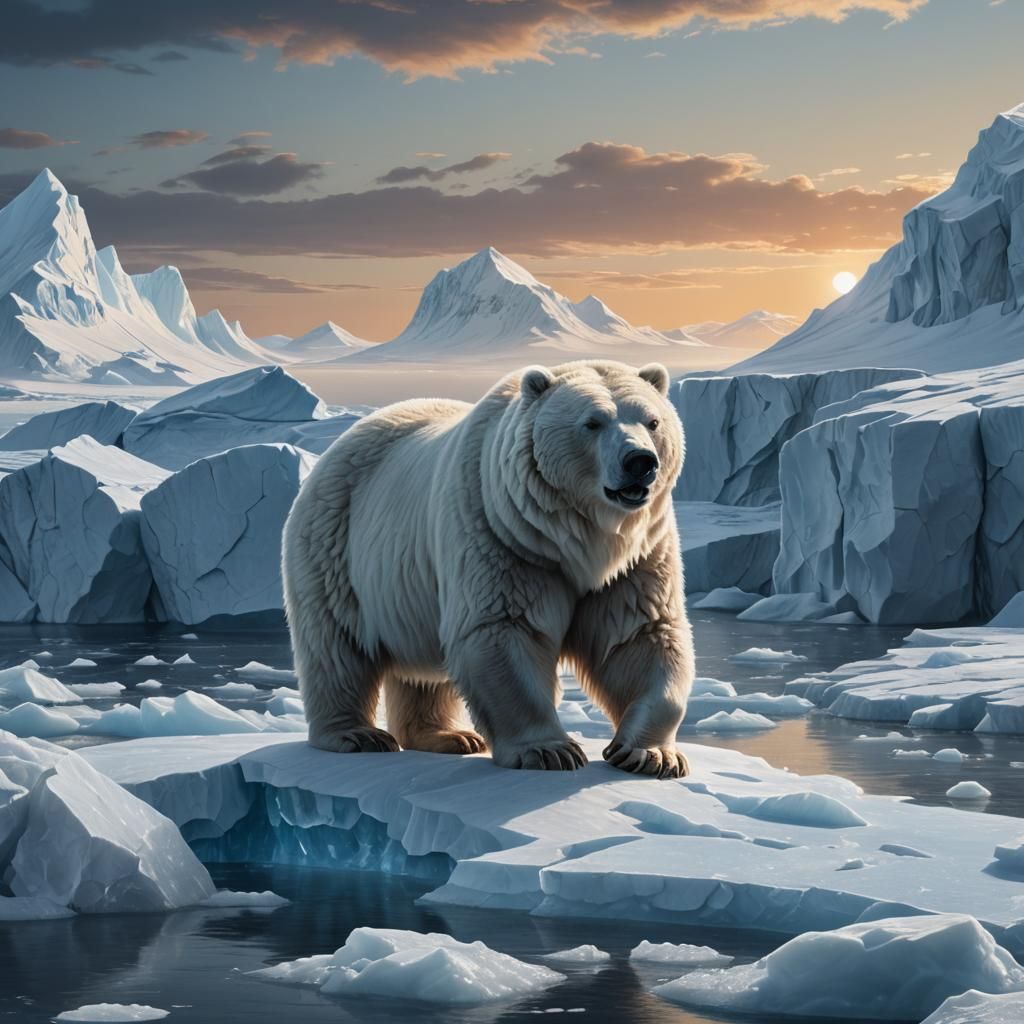 Norwegian Ice Bear in Arctic Landscape, Digital Art