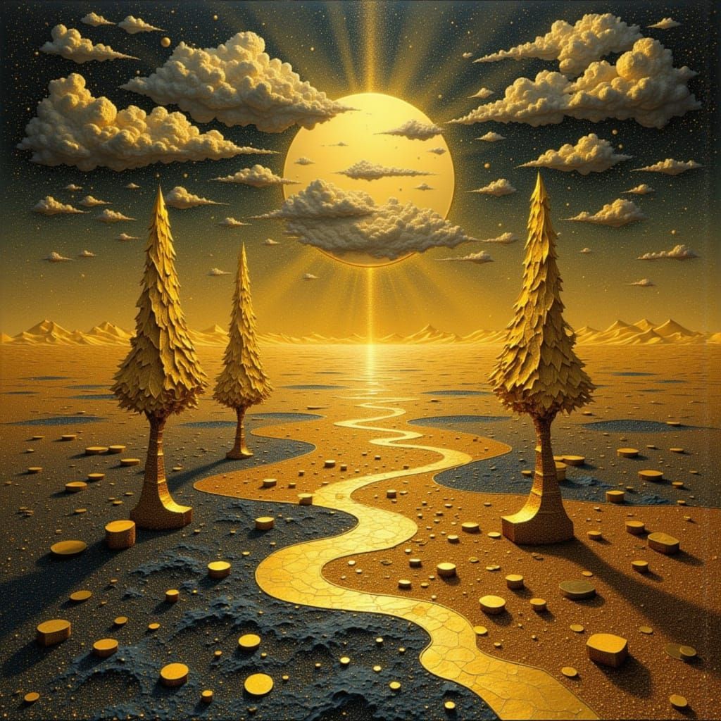 Surreal Kintsugi Landscape