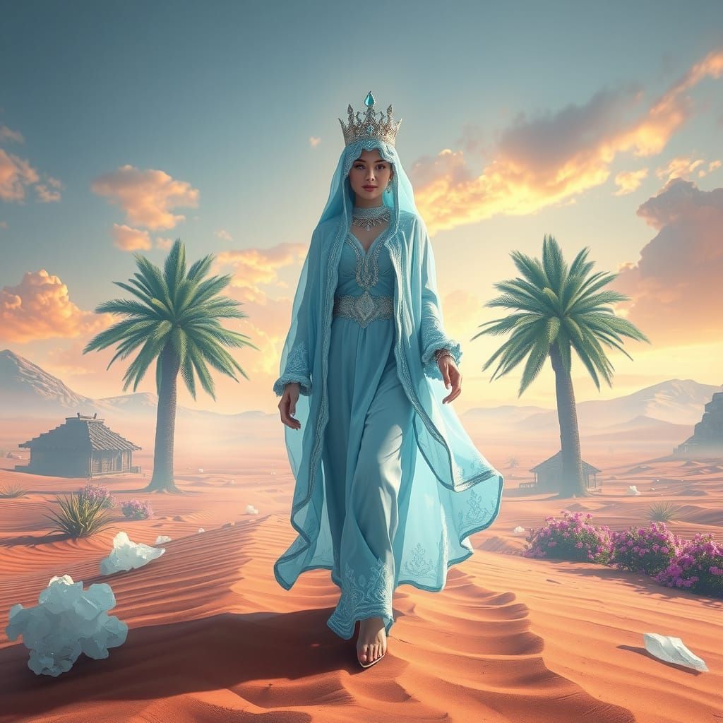 Ice Queen Oasis Transformation in Dreamy Sci-Fi Style