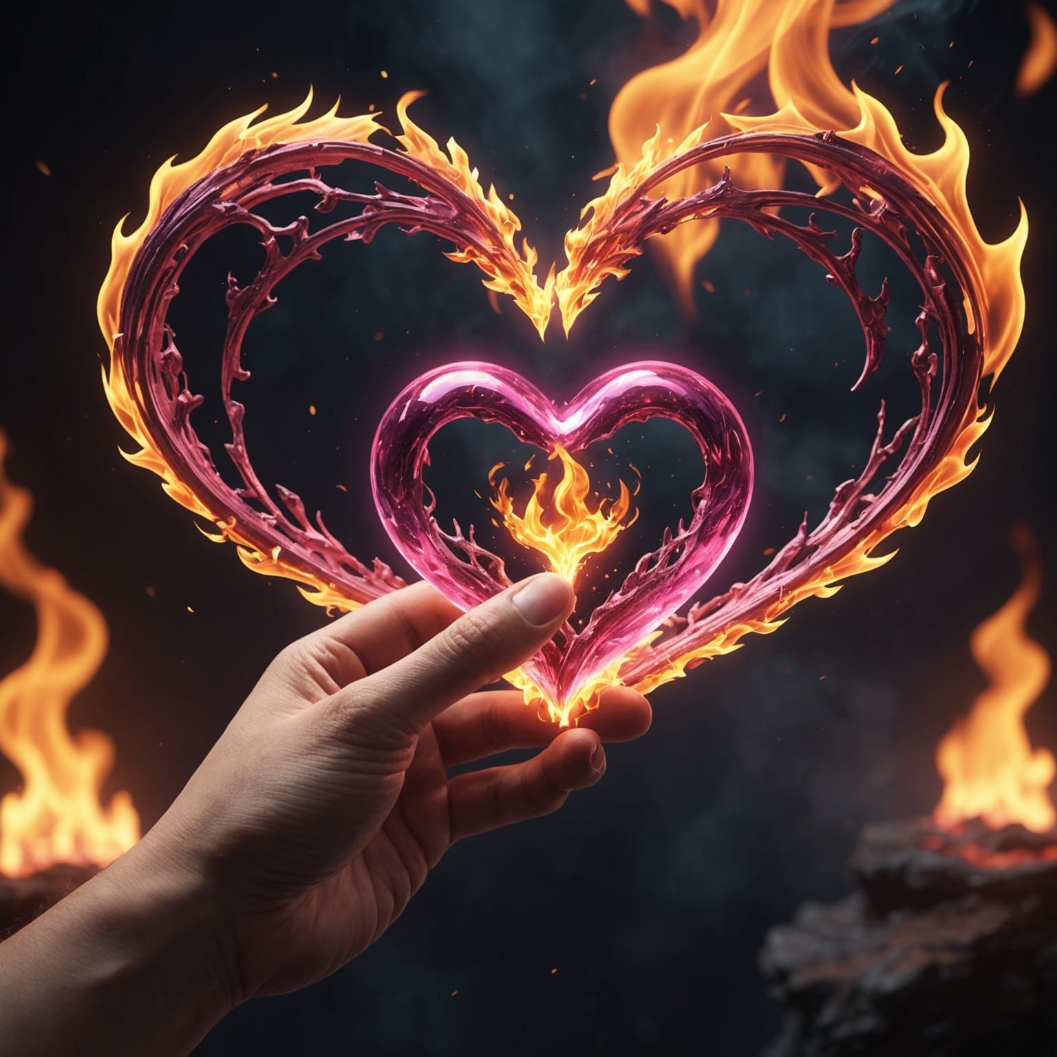 Pink Heart Flame: Detailed Fantasy Concept Art