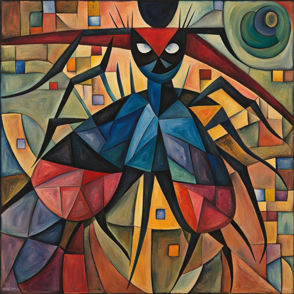 Spider Woman in Expressionist Gouache Style