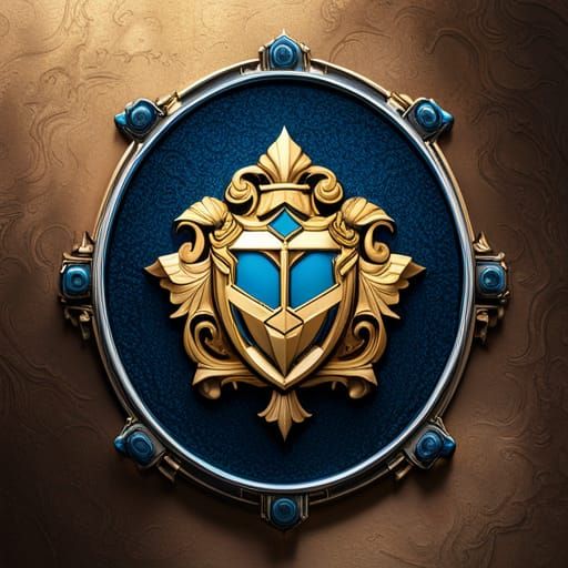 Detailed Dark Blue Shield Coat of Arms in 3D