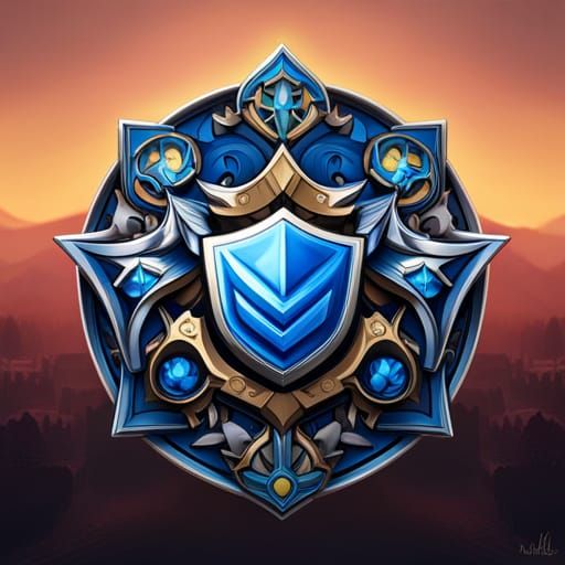 Detailed Dark Blue Shield Coat of Arms in 3D