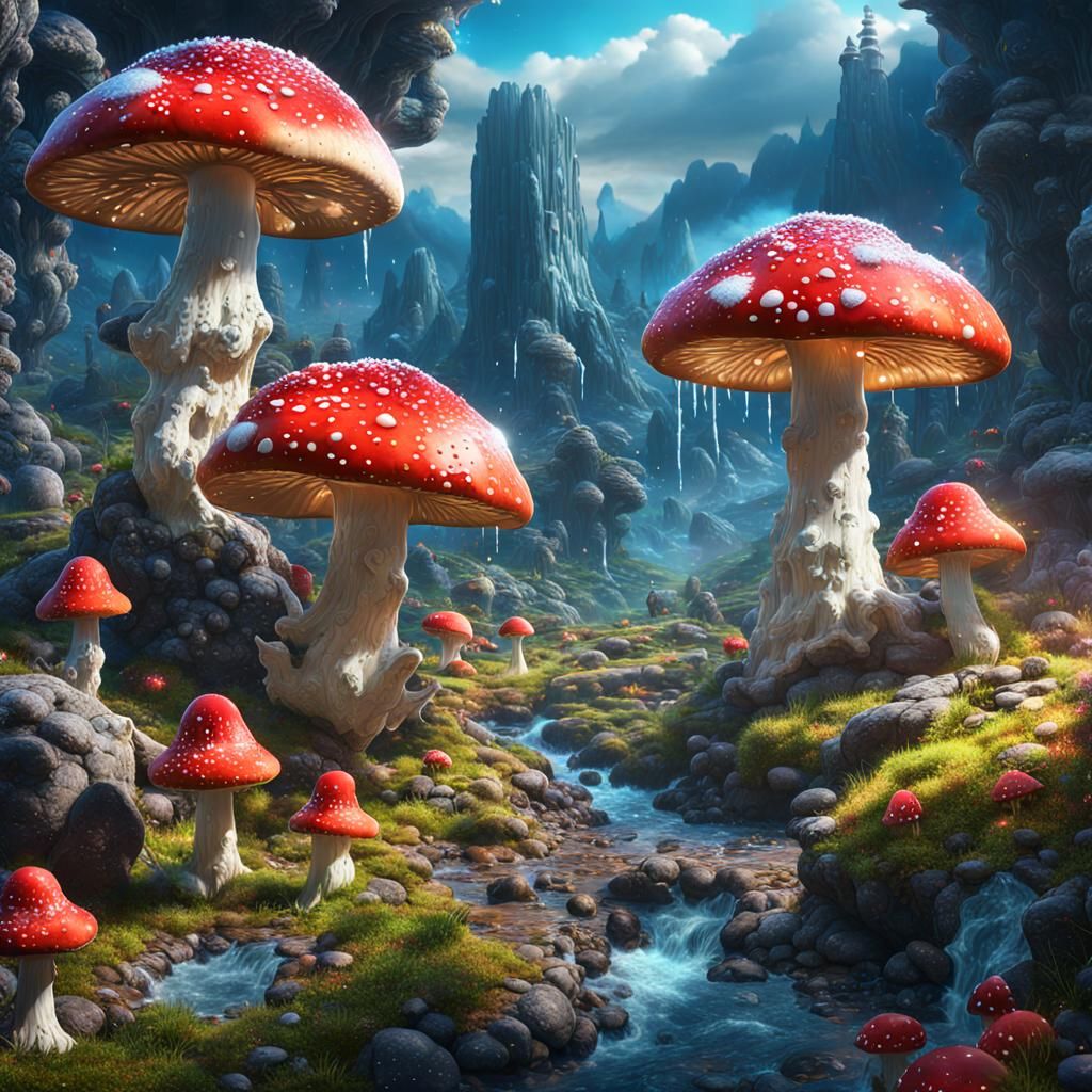 Amanita Muscaria Mushroom Valley: Magical Paradise