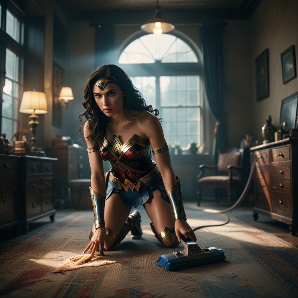 Wonder Woman in Moody Domesticity, Cinematic Style