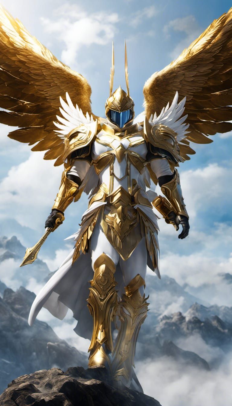 Angemon Portrait in Gold and White Armor