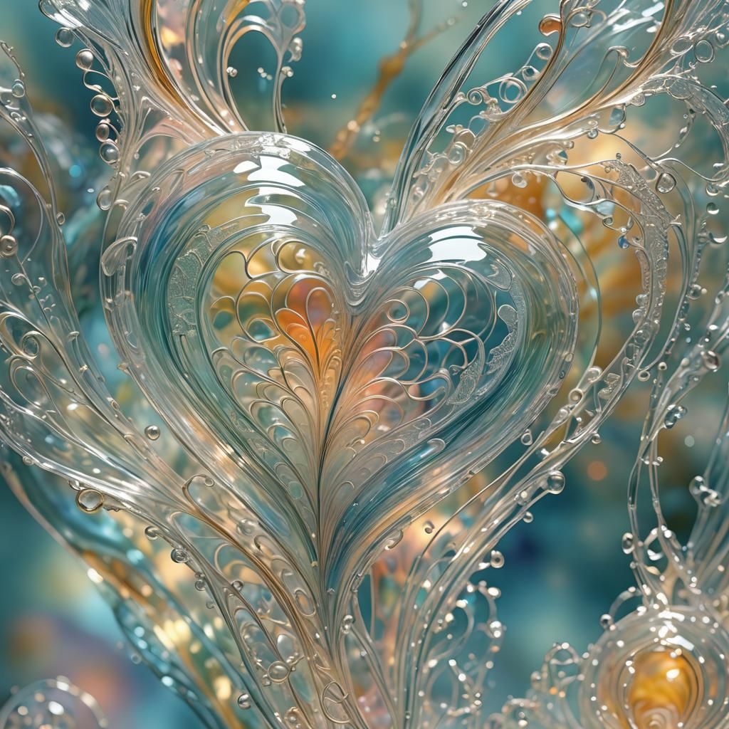 Surreal Glass Masterpiece in Crystal Clear Delicate Swirls