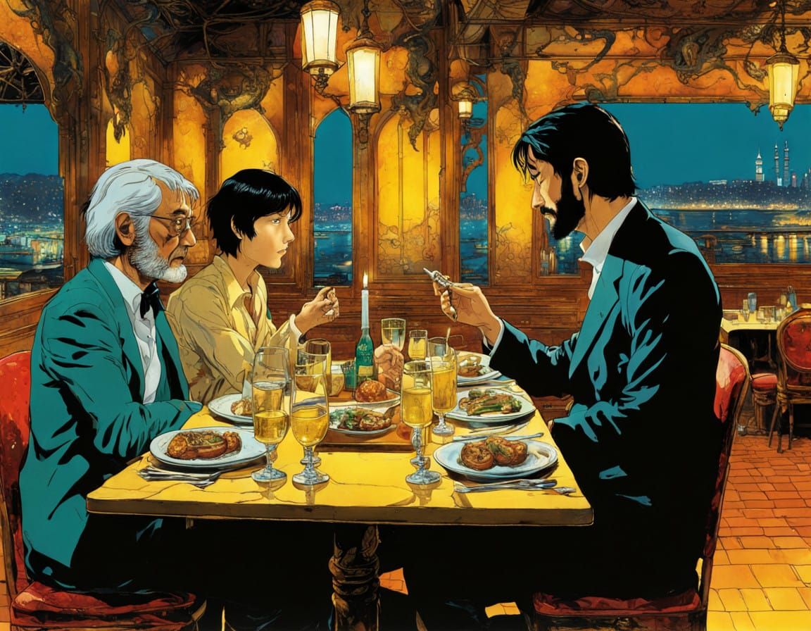 Romantic Istanbul Diner Masterpiece in Vibrant Colors