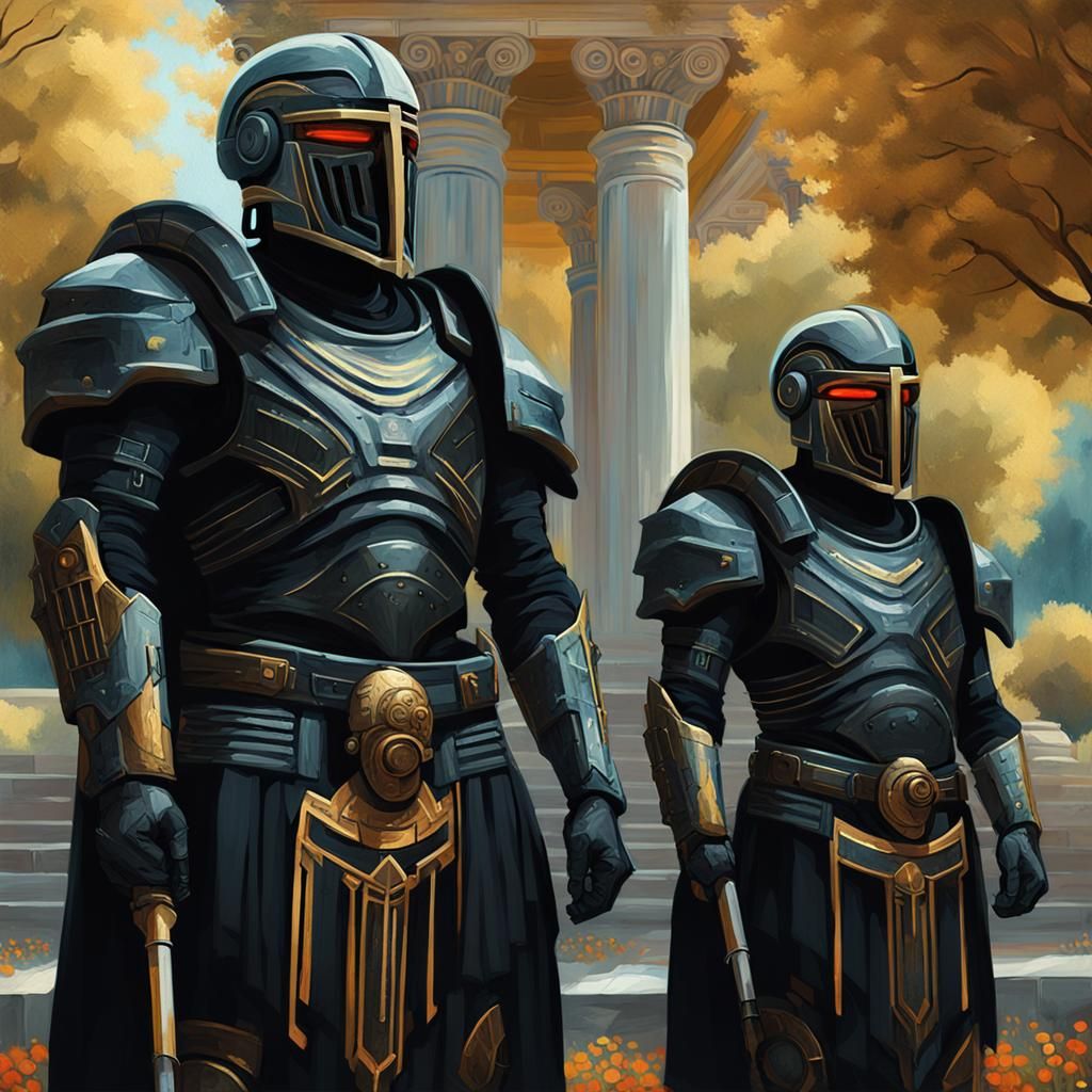 Cyberpunk Spartan Warrior in Noir City