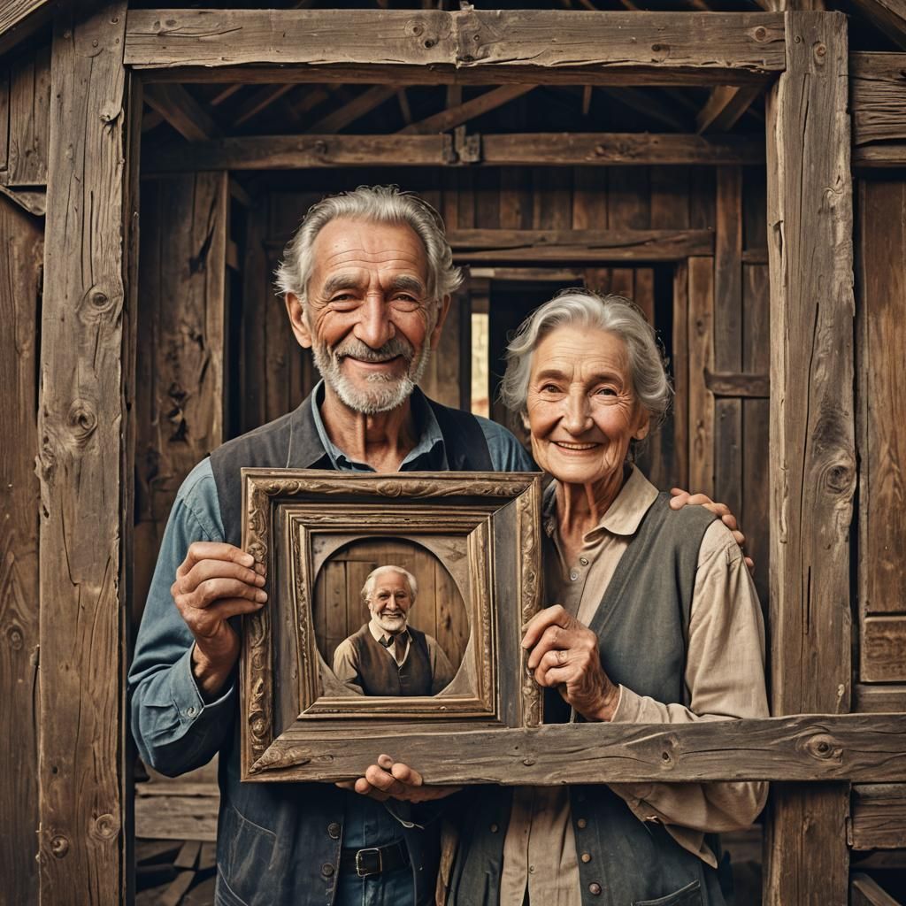 Nostalgic Portrait of an Elderly Man in Barn