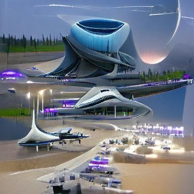 Futuristic AI-Generated Spaceport Concept Art