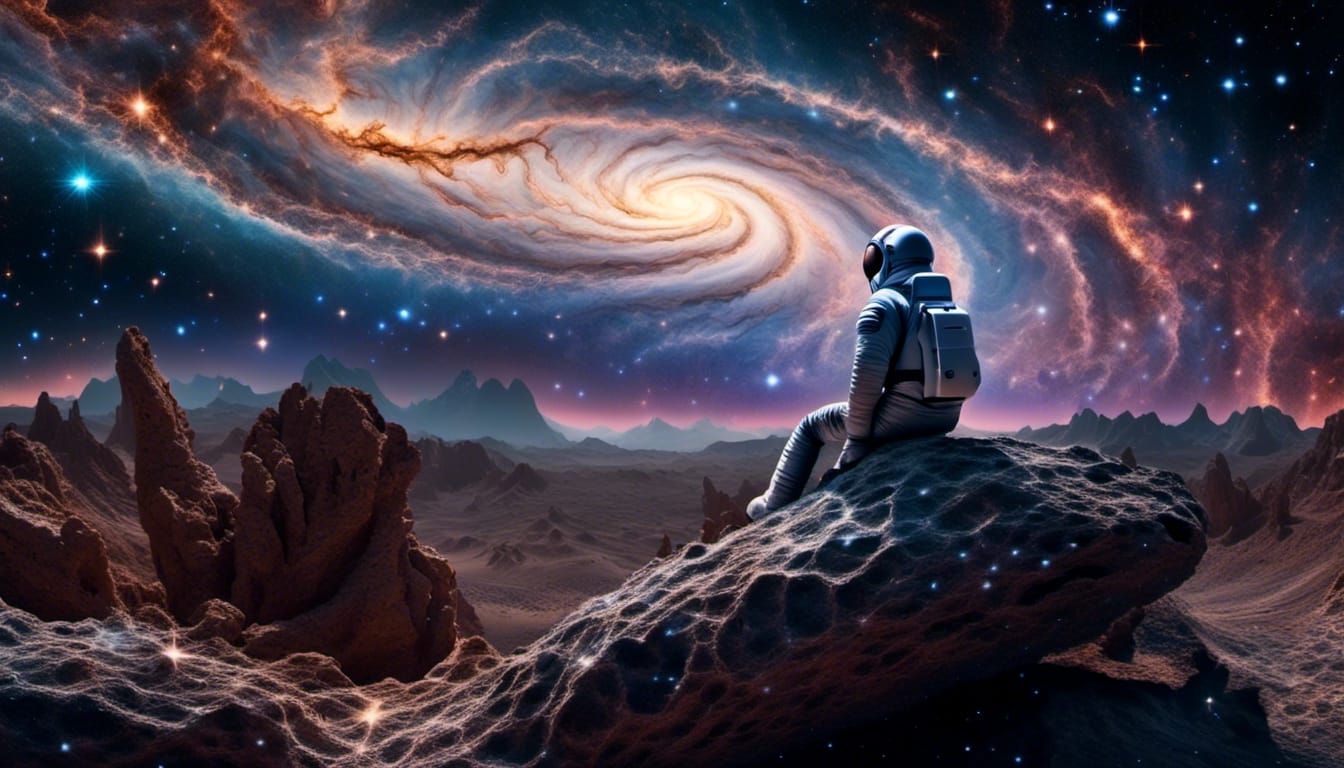 Astronaut at Universe Edge: Cinematic Still