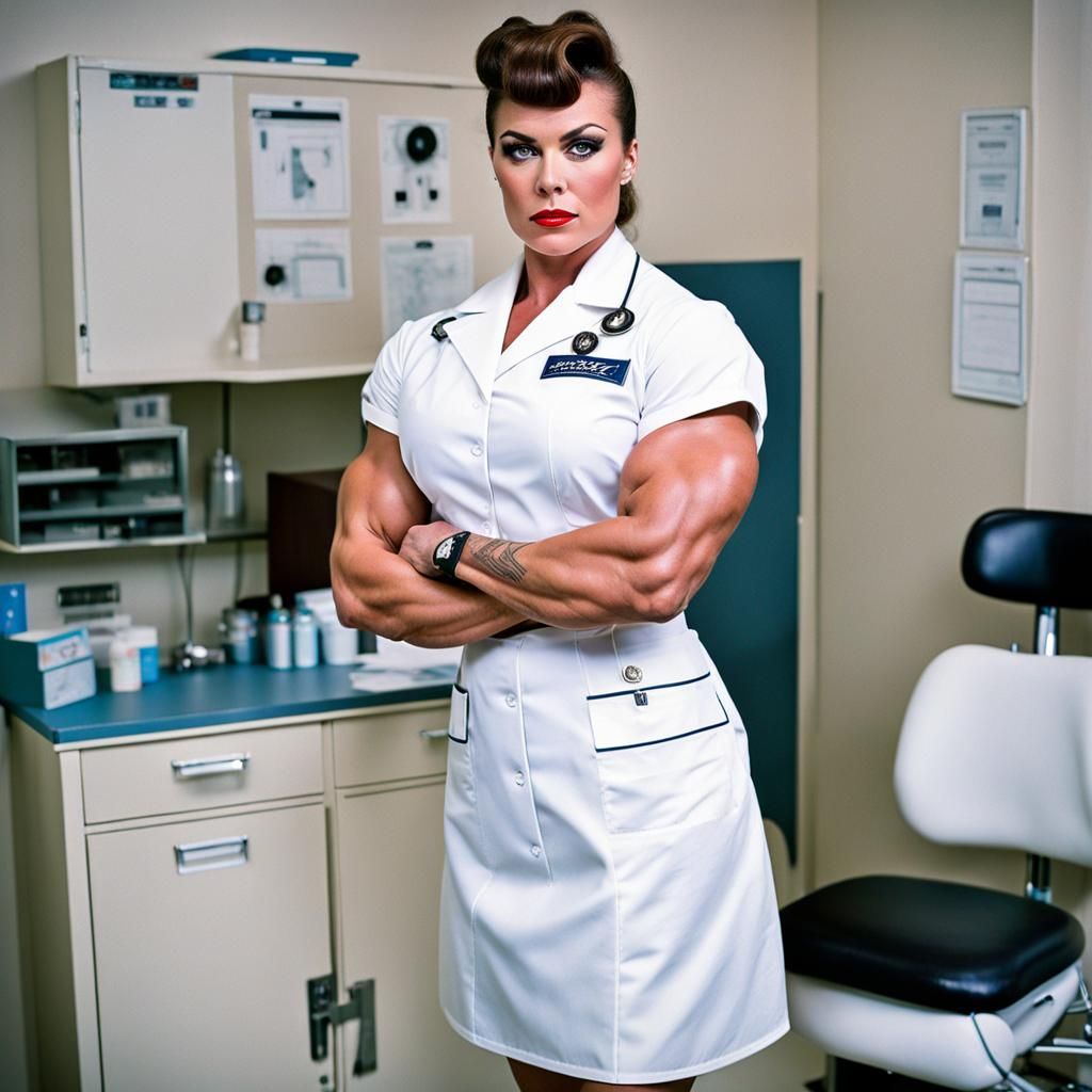 Butch Lesbian Nurse with Bodybuilder Physique