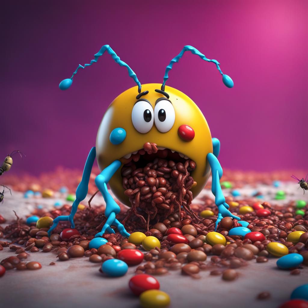 Giant M&M Close-Up: An Ant's Feast