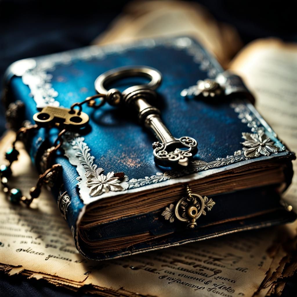 Antique Blue Diary with Silver Dusting