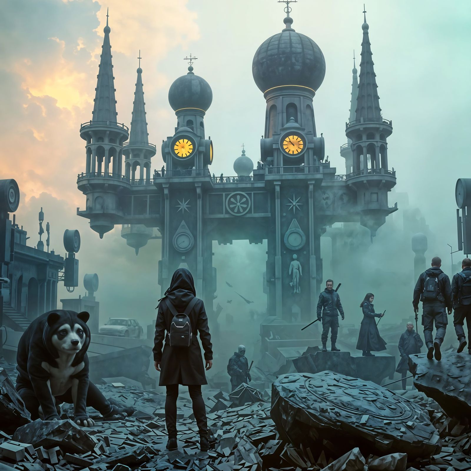 Surreal Sci-Fi Dystopia with Techno-Wizardry