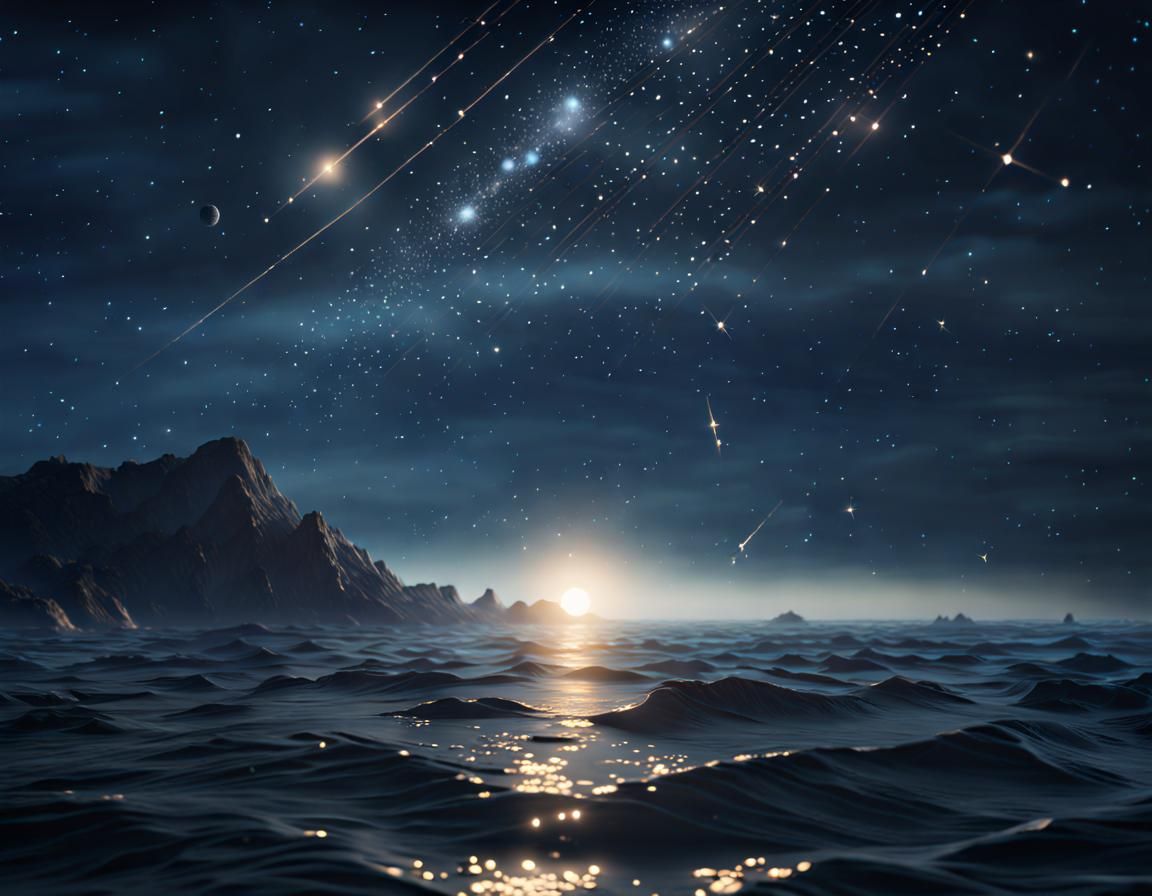 Ocean Nightscape with Comet in Unreal Engine