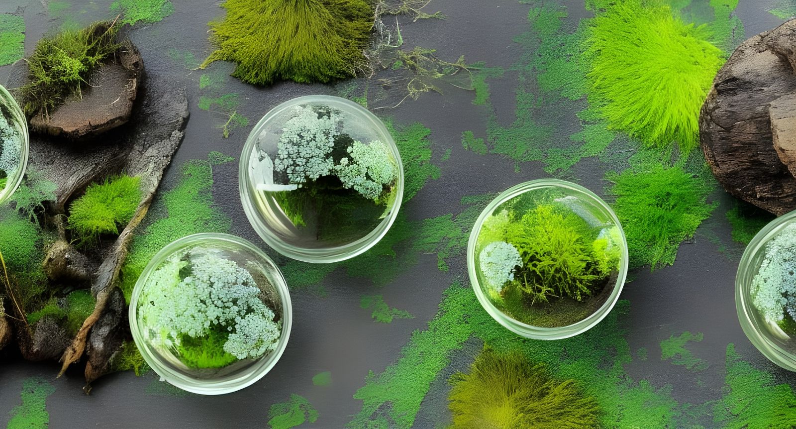 Blue Fern Moss Terrarium in Golden Hour